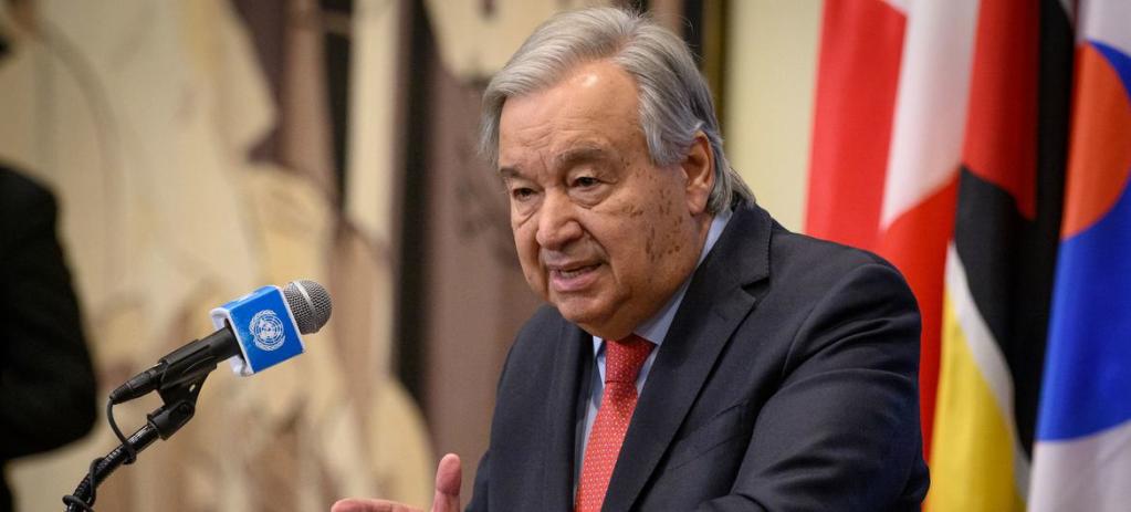 UN Secretary-General António Guterres briefs reporters on the situation in the Middle East.