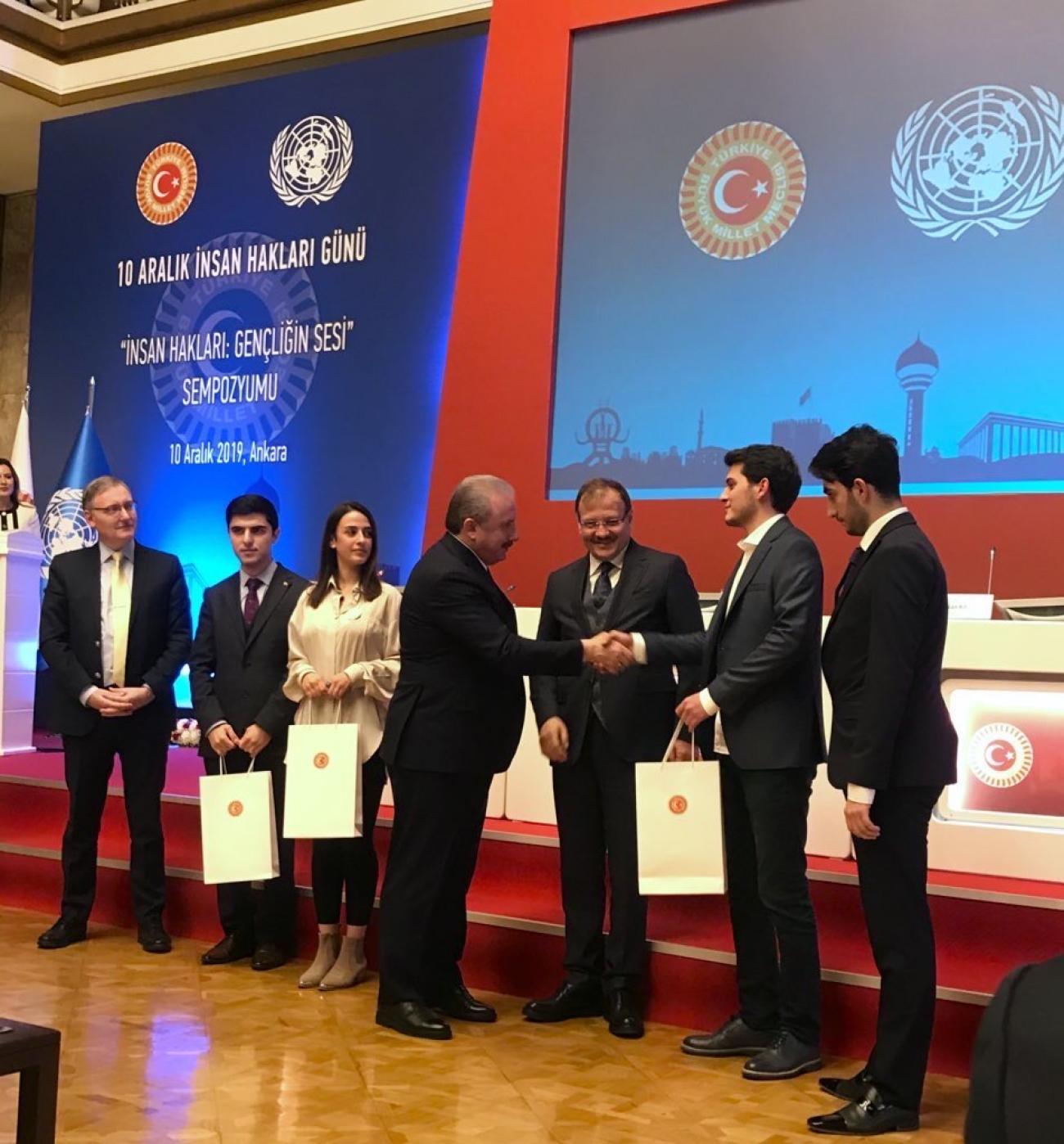 Voices of Youth Panel at the Turkish Grand National Assembly. UN Turkey OIC Alvaro Rodriguez on the left. Photo: UNIC Ankara