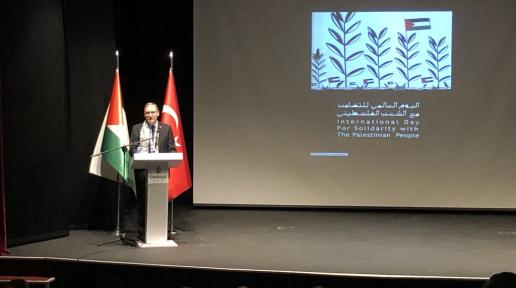 UNOIC delivers his speech at the International Day of Solidarity with the Palestinian People event in Ankara
